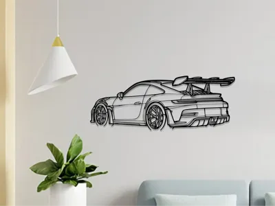 Porsche 911 GT3 silhouette wall art