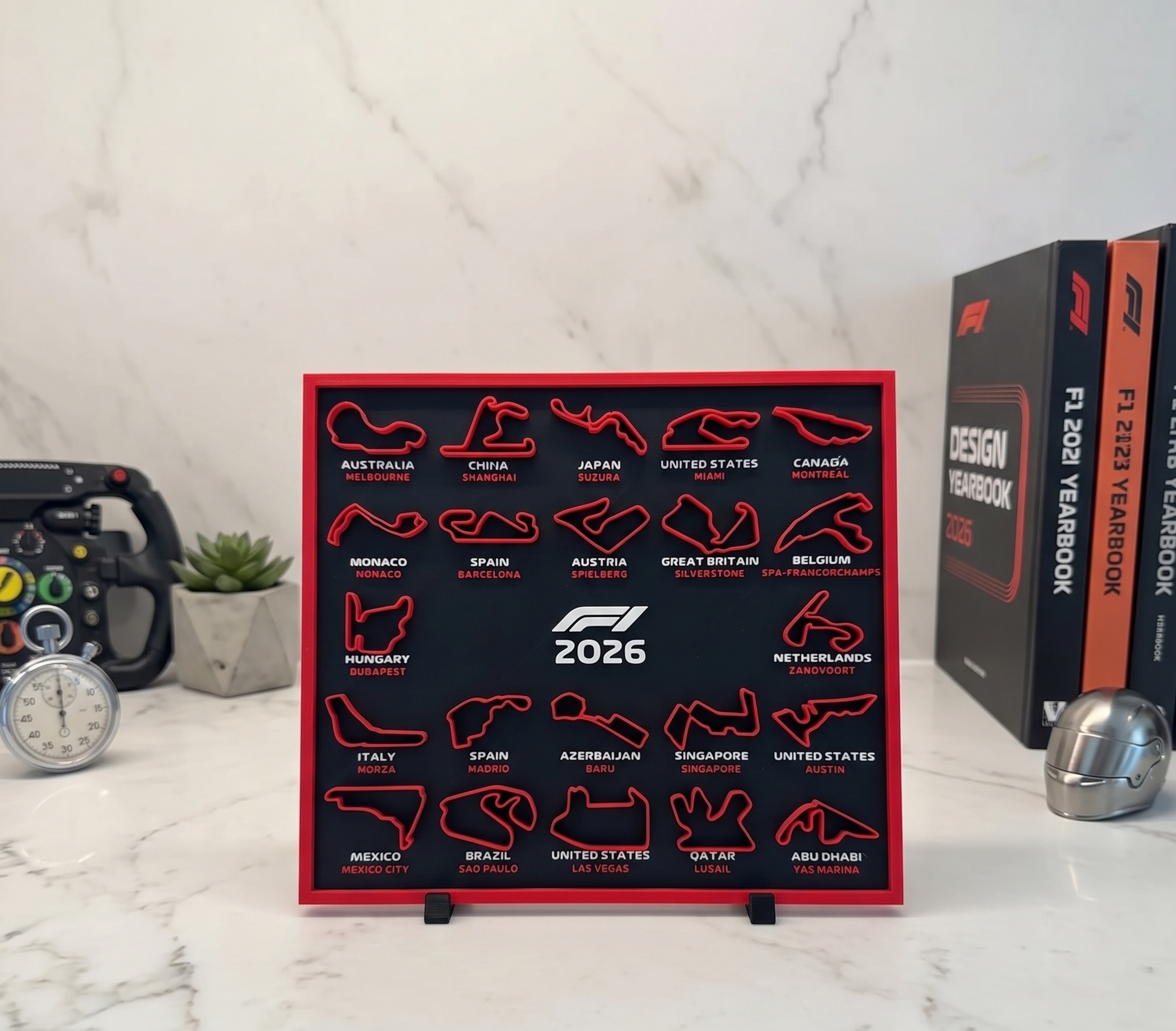 F1 Calendar 2026 race tracker by Moon Box