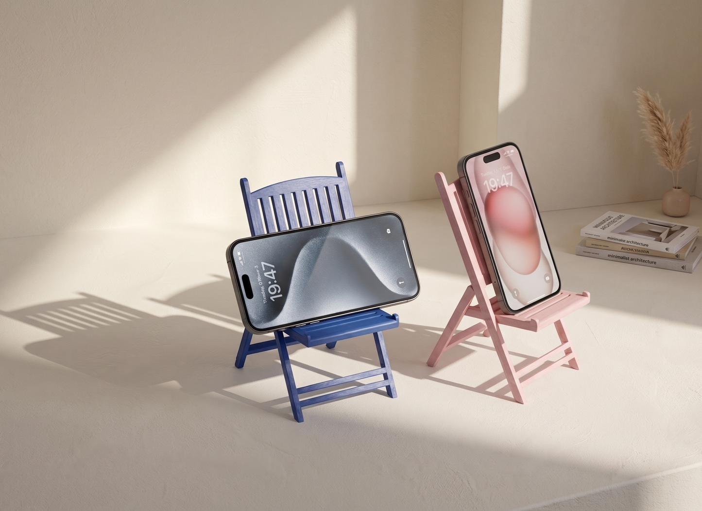 Folding chair style phone stand