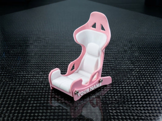 Racing seat phone holder side view