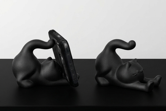 Cute Cat Phone Stand - Black