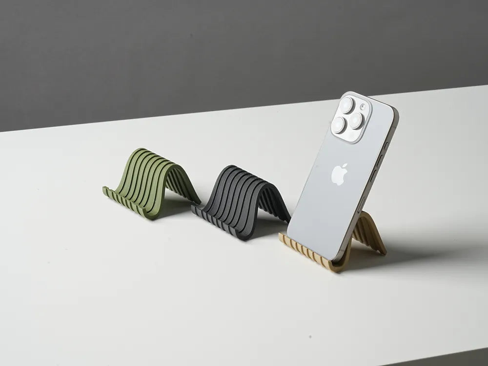 Wavey phone stand with smooth wave profile